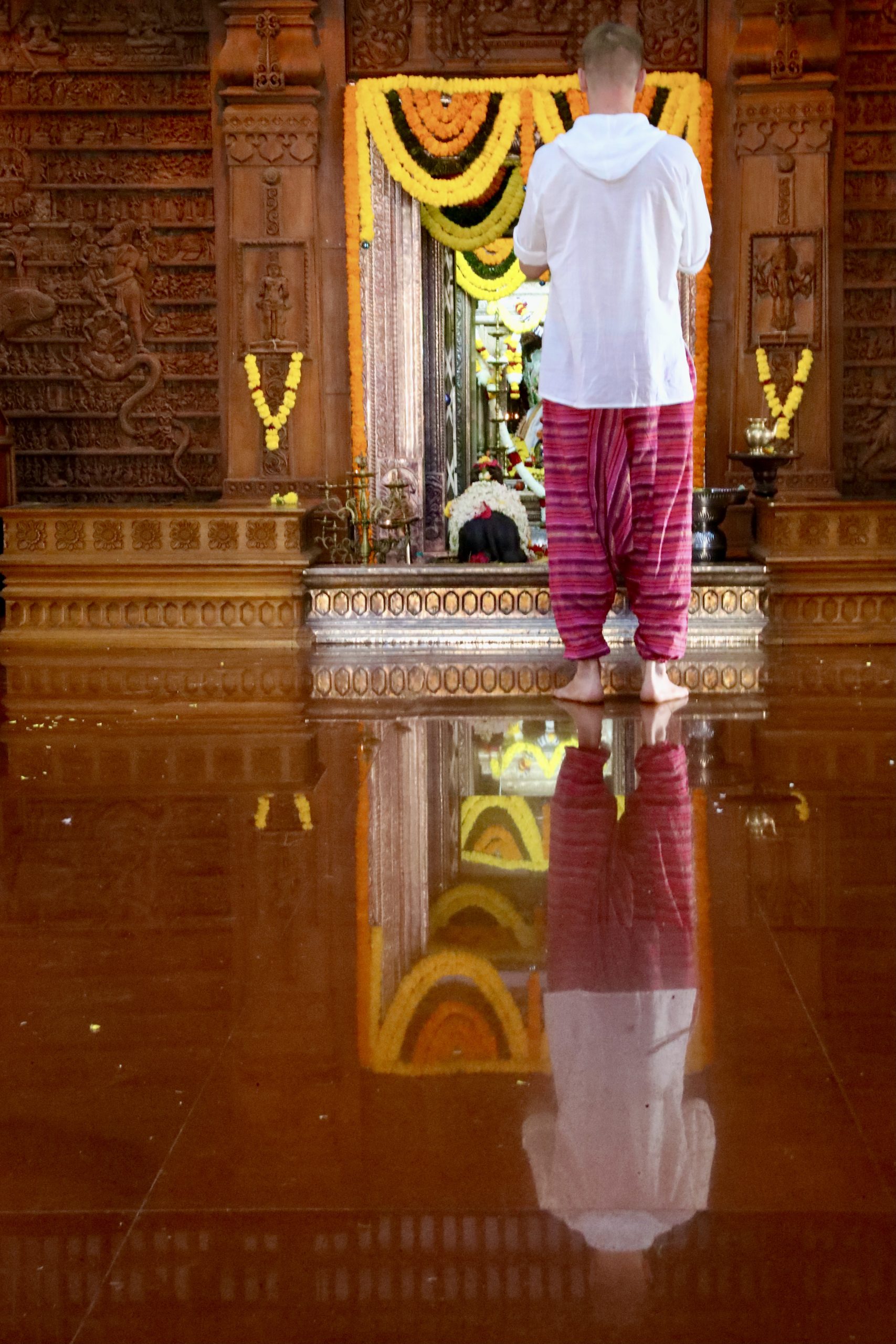 Offering at the temple sanctum, Ponda, Goa