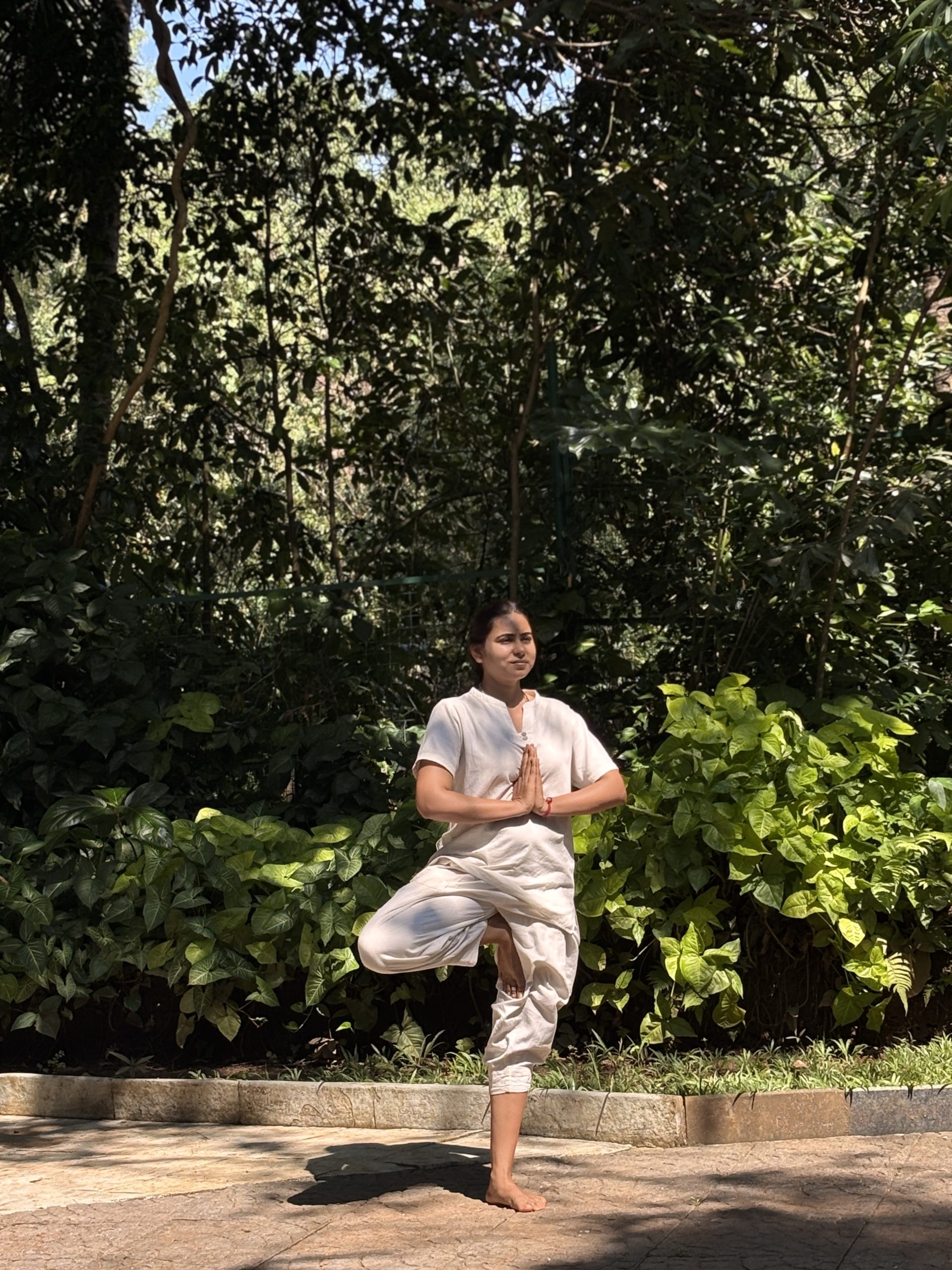 Surya Shakti practice in the garden